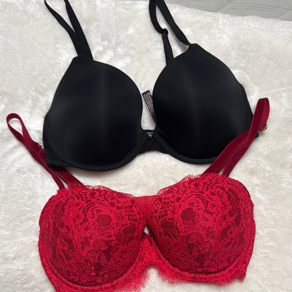 Victoria's Secret Black and Red Lace Bras with Underwire